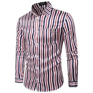 Chemises pour hommes Type de chemise de boîte de nuit Visage lumineux personnel à rayures verticales Cent ensembles Chemises à manches longues pour hommes