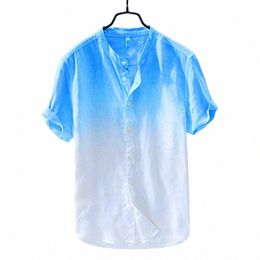 Chemises pour hommes printemps été dégradé lâche chemise masculine Blusa Masculina décontracté à manches courtes col rabattu chemise hommes Camisa l2uf #