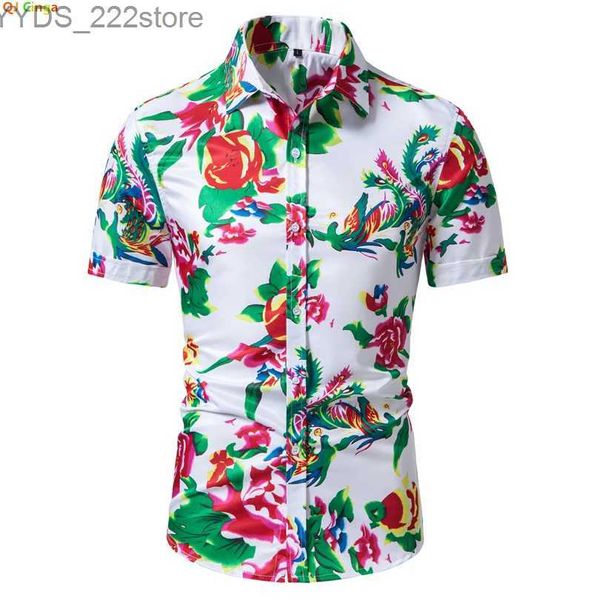 Chemises masculines Mente blanche à manches courtes à manches courtes avec col à poitrine unique à la mode et haut disponible en rouge et vert Camissa YQ240422