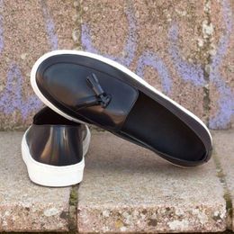 Chaussures pour hommes noir 472 décontracté vulcanisé gris baskets glands à enfiler à la main taille 38-47