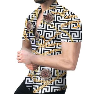 Chemise boutonnée à manches courtes pour hommes chemises hawaïennes hauts pour hommes petit moyen grand grande taille 2xl 3xl impression vêtements chemisier rayé