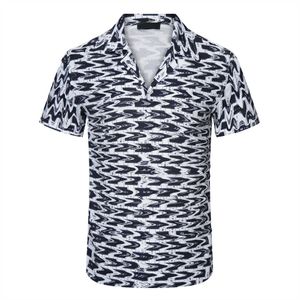 Chemise hawaïenne à manches courtes pour hommes Chemise de plage à la mode simple boutonnage grande lettre imprimée Soie sergé bowling Chemise décontractée Chemise habillée d'été pour hommes de natation # 20