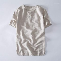 Heren korte mouw o hals casual katoen linnen t-shirts zomer slim fit heren tees tops Chinese stijl kunstenaar t-shirt mannelijke TS-4151