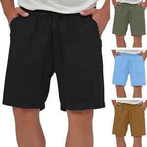 Shorts pour hommes 1pc hommes sport cordon droit taille élastique été poches décontractées au-dessus du genou longueur vêtements pour un usage quotidien