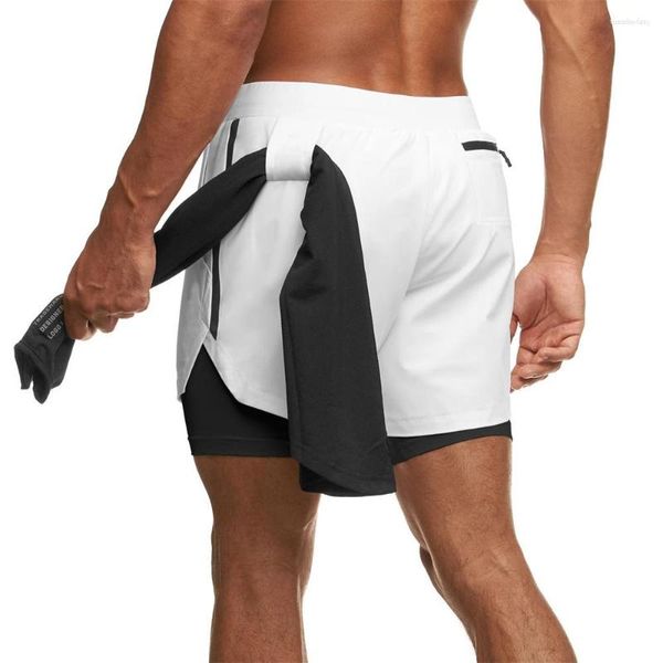 Shorts pour hommes 2 en 1 double couche séchage rapide hommes été course pantalons de sport Gym Fitness musculation Bermudes mâle plage Surf maillot de bain