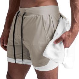 Shorts pour hommes 2 en 1 Fitness hommes Double couche décontracté Bermudes été Gym musculation Crossfit Sport pantalons courts hommes entraînement bas