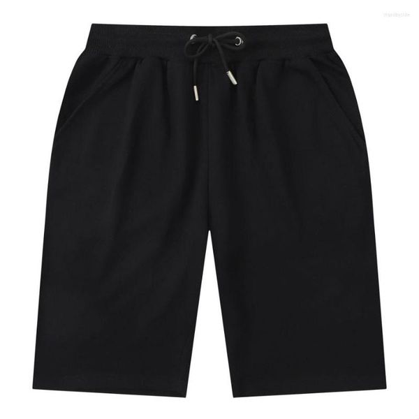 Pantalones cortos para hombres 200g Verano Algodón para hombres Deportes Cortos Negro Elástico Cintura Cuerdas Playa Hasta la rodilla Troncos Personalizados Casual Pantalón de secado rápido