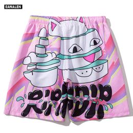 Pantalones cortos para hombres 2021 Pantalones cortos de baloncesto de verano Pink Cartoon Graphic Beach Pantalones Hombres Hip Hop Harajuku Vintage Dancing Shorts Mujeres Bermudas Moda T220825