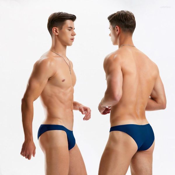 Shorts pour hommes 2022 bleu foncé hommes plage Sexy maillots de bain Bikinis serré taille basse demi-Pack hanche maillots de bain Gay string maillot de bain slips