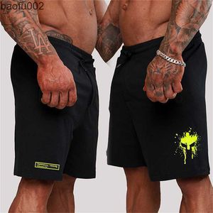 Heren shorts 2022 Men Cotton Shorts Summer Pure Color Men Blacks Sport Bodybuilding Shorts Running Training Fitness Male shorts W0327