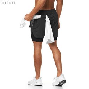 Men's Shorts 2022 Shorts de Sport hommes vêtements de Sport Double pont Shorts de course 2 en 1 fonds de plage été salle de Sport Fitness entraînement Jogging pantalon court 240227