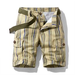 Shorts masculins 2022 Coton d'été Mode décontractée Stripe Military Tactical Loose Outdoor Jogging Cycling Cargo T221129