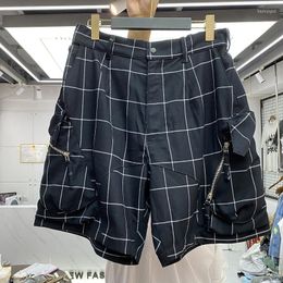 Heren shorts 2022ss Summer Plaid grote zakwerkkleding ritssluiting heren en dames losse mode casual