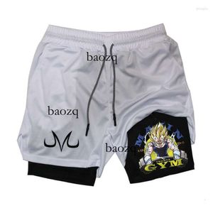 Shorts pour hommes 2023 Anime Running Hommes Fitness Gym Entraînement 2 en 1 Sports Séchage rapide Entraînement Jogging Double Deck Été