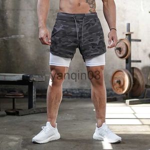 Heren Shorts 2023 Camo Running Shorts Heren 2 In 1 Dubbeldeks Sneldrogend GYM Sport Shorts Fitness Jogging Workout Shorts Heren Sport Korte Broek J230608