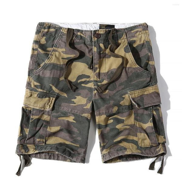 Pantalones cortos para hombres 2023 Casual Verano Algodón Suelto Camuflaje Monos Tallas grandes Pantalones hasta la rodilla Playa