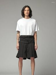 Shorts pour hommes 2023 décontracté avec Double taille et coutures sur la tête petite foule conception Style de scène lâche mode sombre
