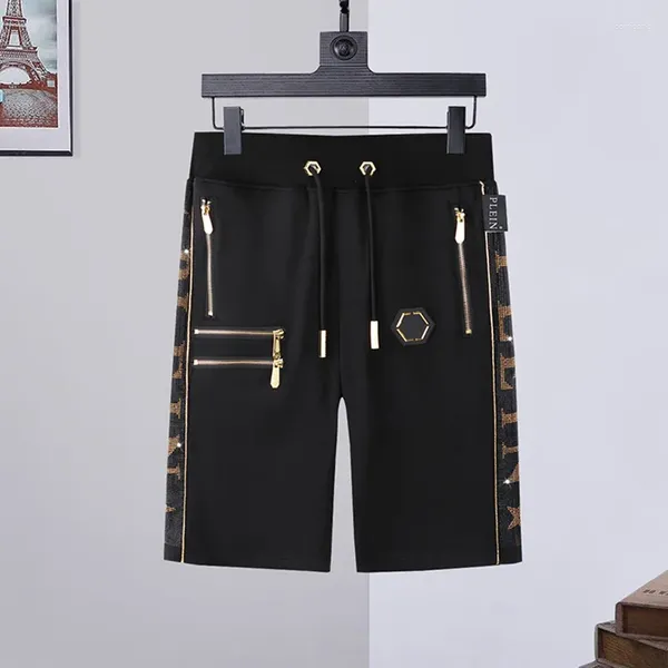 Pantalones cortos para hombres 2023 PP europeo King Of Fighters Gold Diamond Fashion Trend Pure Cotton Slim Summer QP Pantalones deportivos