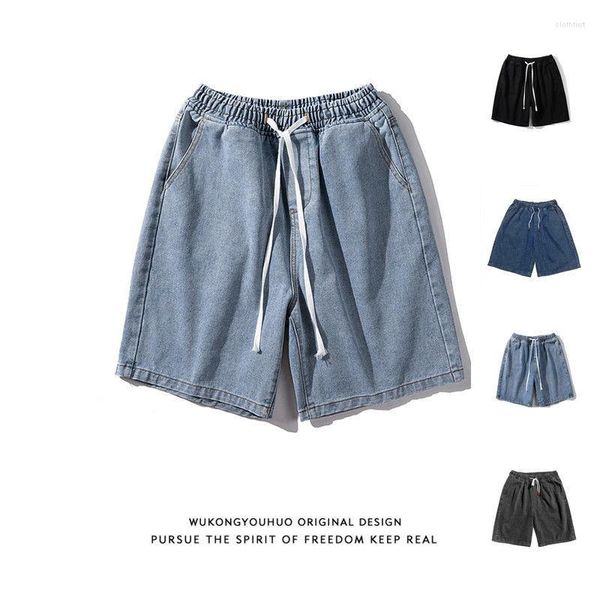 Pantalones cortos para hombre 2023 marca de moda Retro lavado Jean Hip Hop Street cintura elástica suelta versátil Y2K