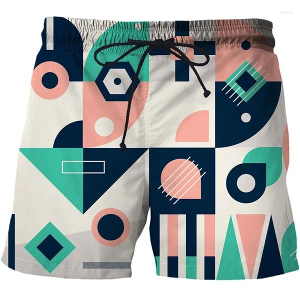 Shorts pour hommes 2023 Géométrie Modèle abstrait 3D Imprimé Summer Surf Beach Masculino Hommes / Femmes Voyage Vacances