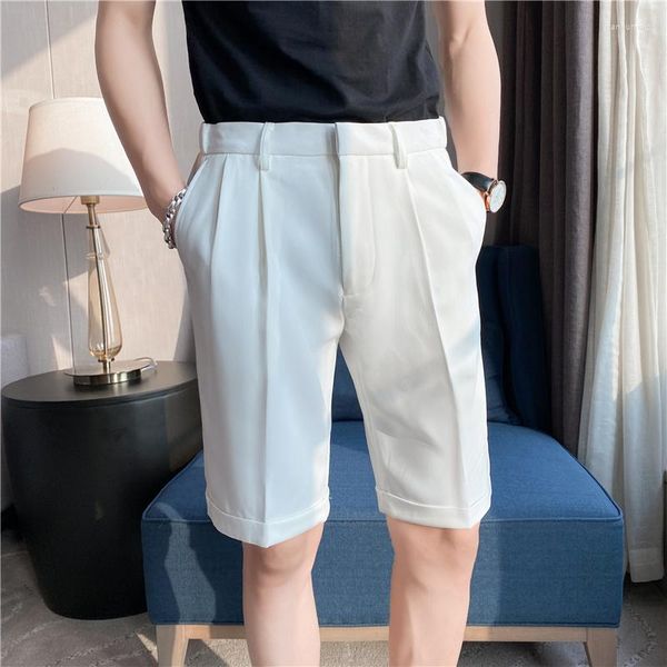 Pantalones cortos para hombres 2023 Traje de verano de estilo coreano Ropa para hombres Ropa recta de negocios Ropa formal Slim Fit Casual Short Homme Longitud de la rodilla Calidad