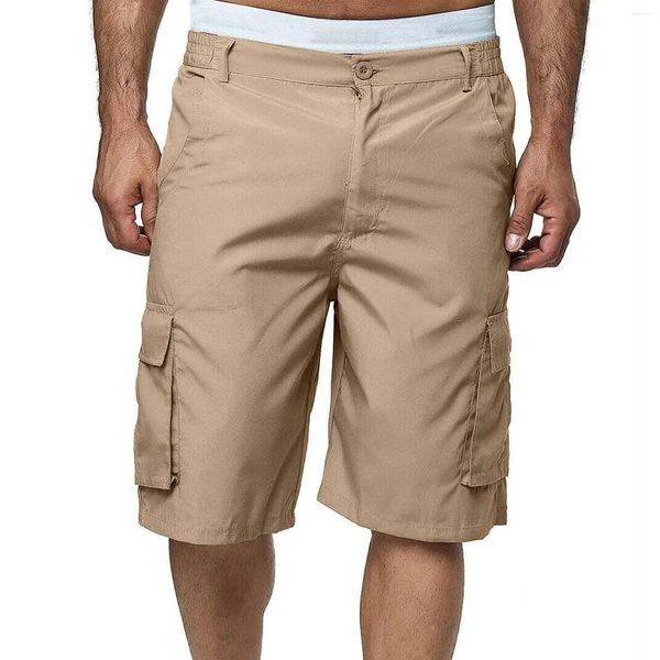 Short Cargo ample et décontracté pour hommes, pantalon Cargo multi-poches, haute qualité, couleur unie, longueur aux genoux, Bermudas masculin, 2023