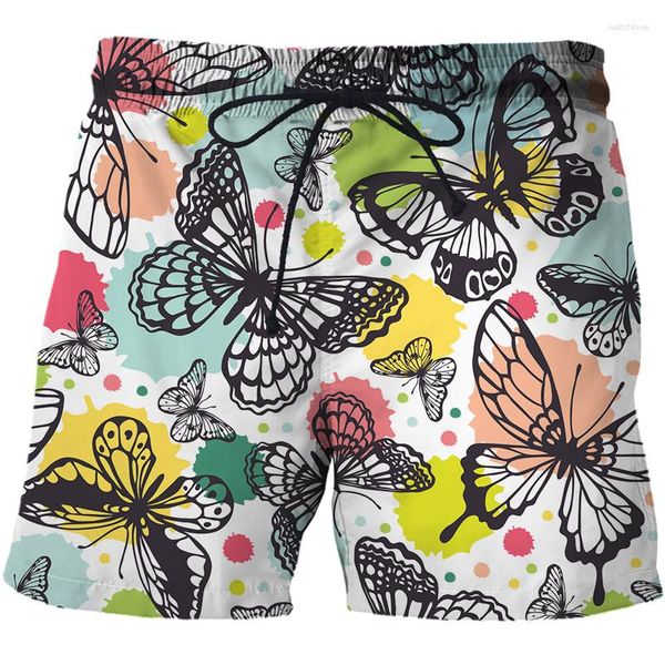 Pantalones cortos para hombre 2023 para hombre, traje de baño corto con estampado 3d de secado rápido, traje de baño de mariposa de dibujos animados para hombre, ropa de vacaciones para hombre