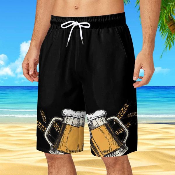 Pantalones cortos para hombres 2023 Hombres Playa Hombre Natación Troncos Trajes de baño Hombre Surf Natación Deportes Pantalones Cerveza 3D Impreso Ropa de verano