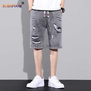 Heren shorts 2023 Men Harajuku Denim shorts Men Men Summer Casual Shorts gescheurd Hip Hop Bermuda Skate Denim Shorts Hoge kwaliteit jeansmerk T230502