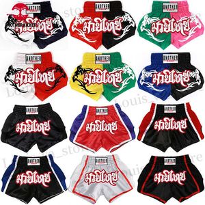 Heren shorts 2023 Muay Thai shorts Men vrouwen Kinderen Satijn kick boksen Training Korte Grapling Kickboxing Fight Pants Martial Arts MMA Kleding T240419