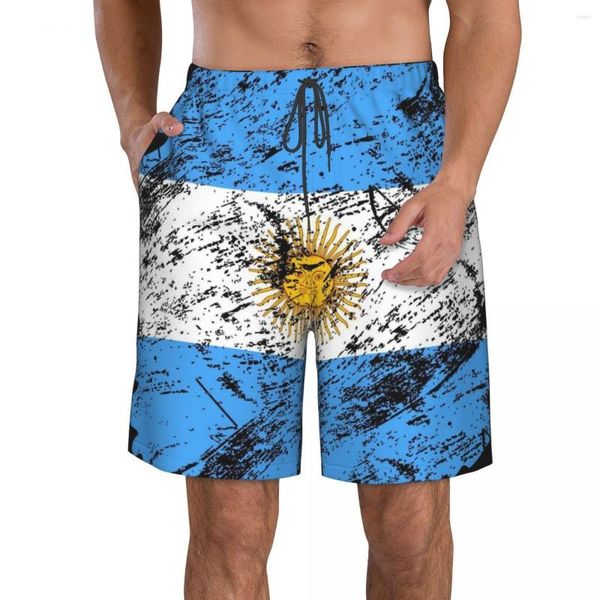 Shorts pour hommes 2023 Polyester argentine 3D imprimé hommes plage Vintage pays drapeau Streetwear poche course été pantalon