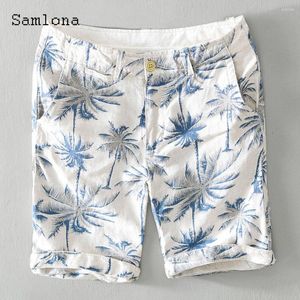 Shorts pour hommes 2023 élégant simplicité hommes décontracté lin Stand poche demi-pantalon tout match classique arbre impression plage Homme