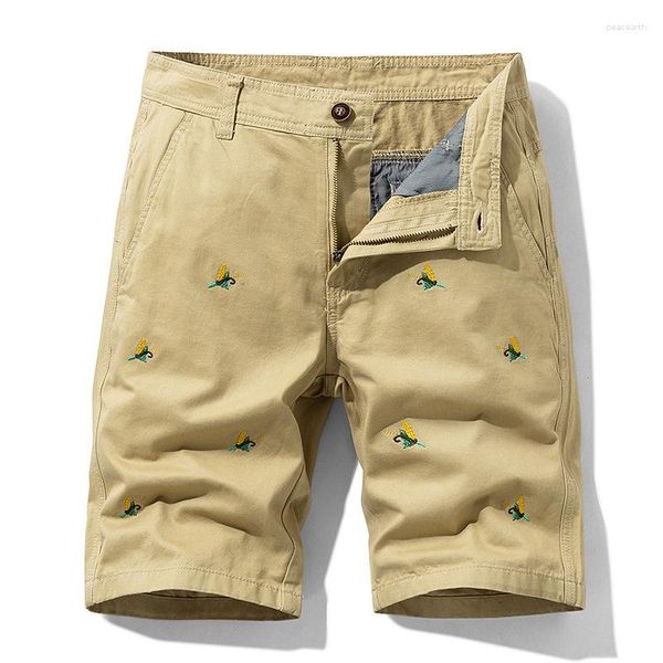 Pantalones cortos para hombres 2023 Verano Animal Bordado Baggy Multi Bolsillo Militar Cargo Masculino Algodón Caqui Hombres Pantalones cortos tácticos