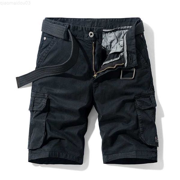 Pantalones cortos para hombre 2023 Summer Cargo Short Men Fashion Casual Shorts Mens Military Cargo Pocket Pants Cotton Male Tactical Shorts No Belt Plus Size L230718