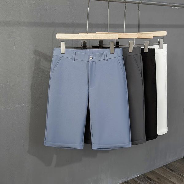 Pantalones cortos de hombre 2023 verano Casual para hombres moda coreana Color sólido negocios pantalones cortos marca ropa masculina gris azul blanco negro