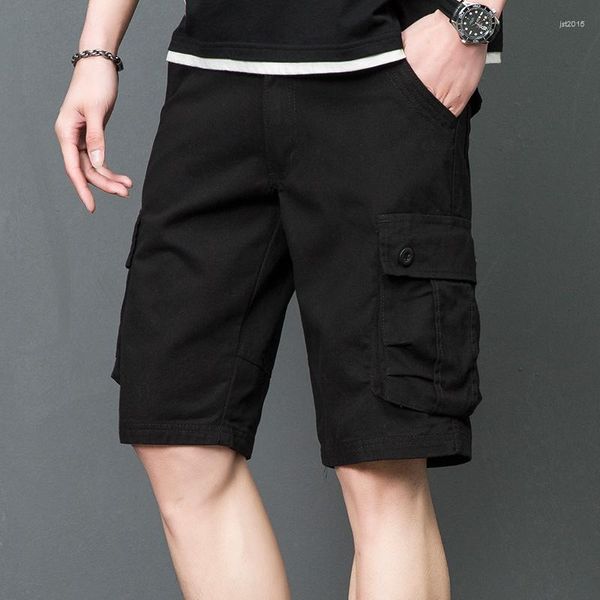 Shorts pour hommes 2023 été classique hommes coton Cargo avec poches latérales Design en noir gris marine kaki couleur Eveyday basique pantalon court