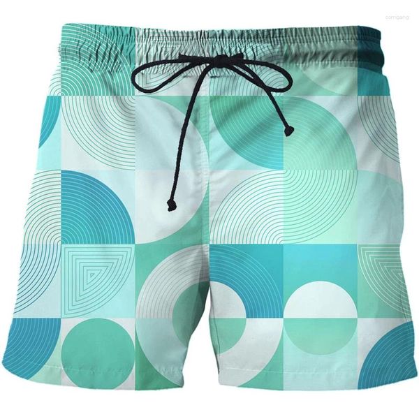 Pantalones cortos para hombres 2023 Geometría de verano 3D Impreso Hombres Traje de baño Mens Beach Board Briefs para Swim Trunks Tops