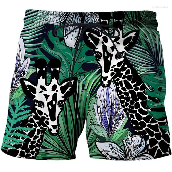 Shorts pour hommes 2023 été girafe impression plage décontracté mode taille élastique pantalons courts surf natation troncs à séchage rapide