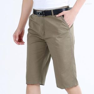 Shorts pour hommes 2023 été hommes mode couleur unie coton longueur au genou confortable pantalons décontractés homme ample droite P226