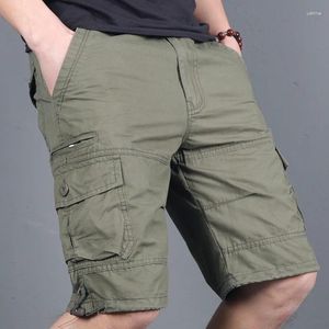 Shorts pour hommes 2023 Summer Mens Cargo Solid Coton Haute Qualité Genou Longueur Mâle Bermuda Militaire Casual Travail Pantalon Court Hommes 6XL