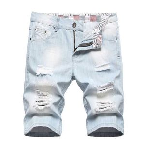 Heren shorts 2023 Zomer nieuwe modeheren gescheurd korte jeans Bermuda dunne katoenen casual shorts ademende denim shorts mannelijke maat 28-42 j240510