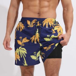 Shorts pour hommes 2023 Summer New Loose Men's Leisure Beach Sports Shorts Imprimé Doublelayer Antilight Plus Size Capris QuickDrying J230503