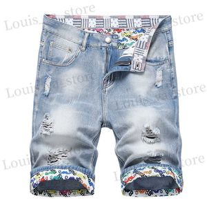 Heren shorts 2023 Zomer nieuwe heren gescheurd korte jeans merk kleding Bermuda katoen shorts mannen dun ademende casual denim shorts t240408