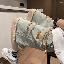 Shorts pour hommes 2023 Été Déchiré Jeans Courts Streetwear Grand Trou Mode Vintage Bleu Lâche Denim Marque Vêtements