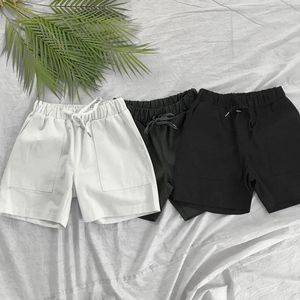 Short de Sport pour hommes, couleur unie, motif droit, ample, taille élastique, cordon de serrage, décontracté, court, Jogging, W18, été 2023