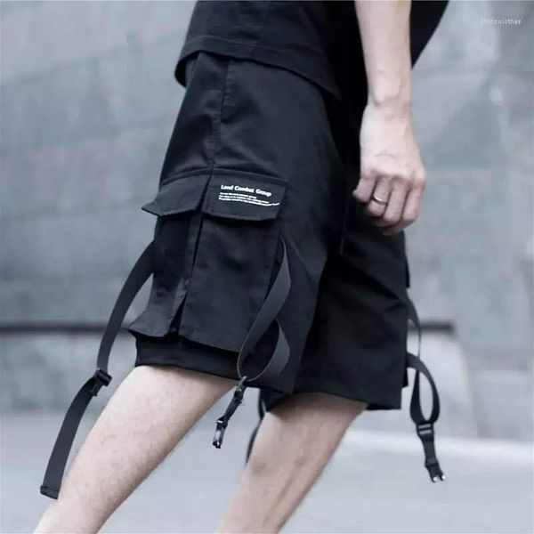 Shorts pour hommes 2023 été Techwear multi-poches ruban Cargo Harajuku Streetwear pantalons de survêtement hommes mode Hip Hop Baggy court Joggers