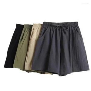 Shorts pour hommes 2023 Summer Femmes Coton Lin Pantalon Marque Confortable Lâche Casual Bohême Noir Gris Femmes'