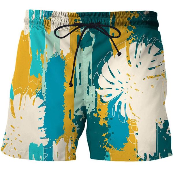 Pantalones cortos para hombre 2023, traje de baño a juego con pintura artística, trajes de baño divertidos de verano con estampado 3D para hombre, tabla de natación para playa, ropa corta para hombre