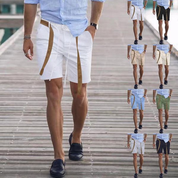 Shorts pour hommes 2023 Tendance Casual Summer Ceinture personnalisée Couleur unie européenne et américaine