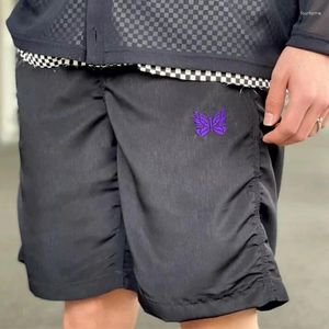 Shorts pour hommes 2023SS Aiguilles noires Nylon Hommes Femmes Purple Butterfly Logo High Street Mesh AWGE Breeches